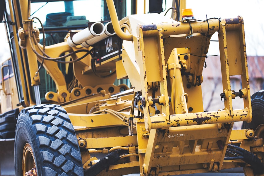 Photo construction equipment windshield repair