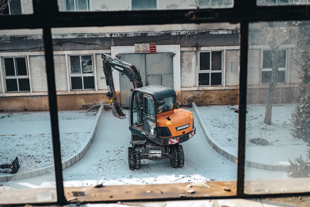 Photo construction equipment windshield repair